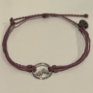 PuraVida Mountain Silhouette Bracelet, Adjustable, Purple and Silver